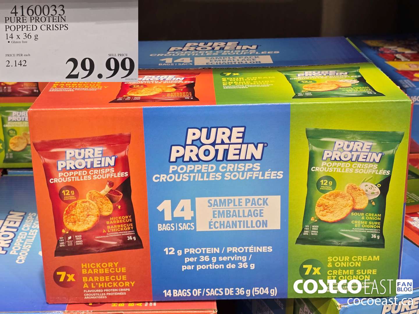 4160033 PURE PROTEIN POPPED CRISPS 14 x 36 g $29.99