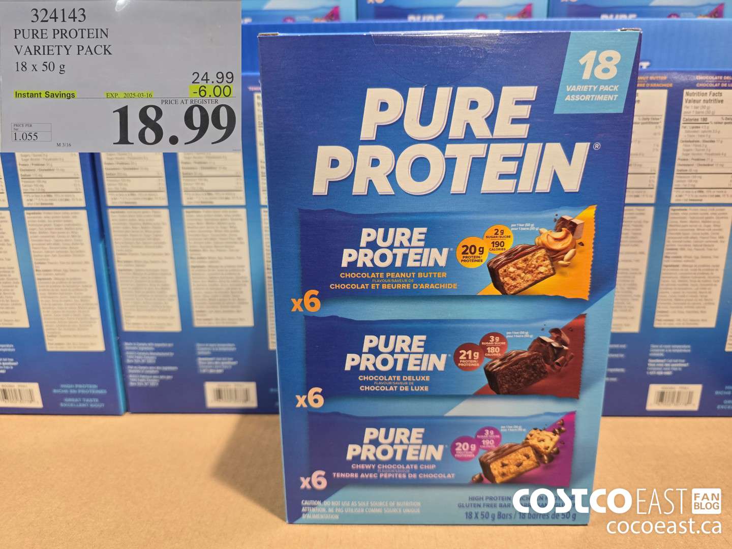 324143 PURE PROTEIN VARIETY PACK 18 x 50G ($6.00 INSTANT SAVINGS EXPIRES ON 2025-03-16) $18.99