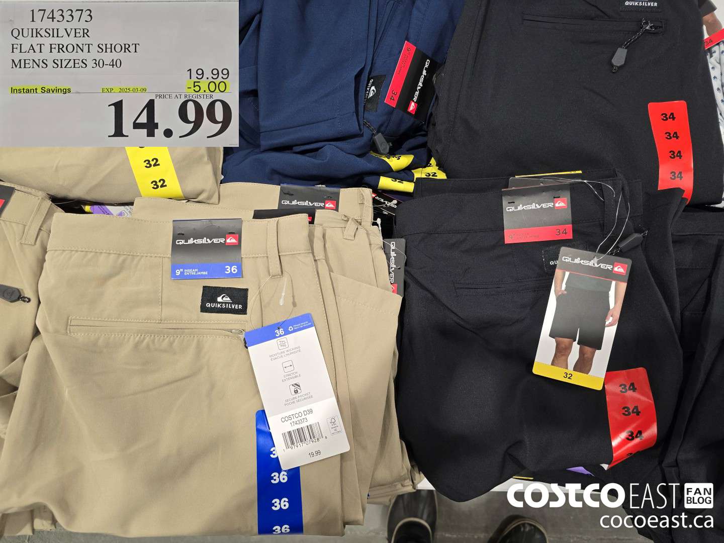 1743373 QUIKSILVER FLAT FRONT SHORT MENS SIZES 30-40 ($5.00 INSTANT SAVINGS EXPIRES ON 2025-03-09) $14.99