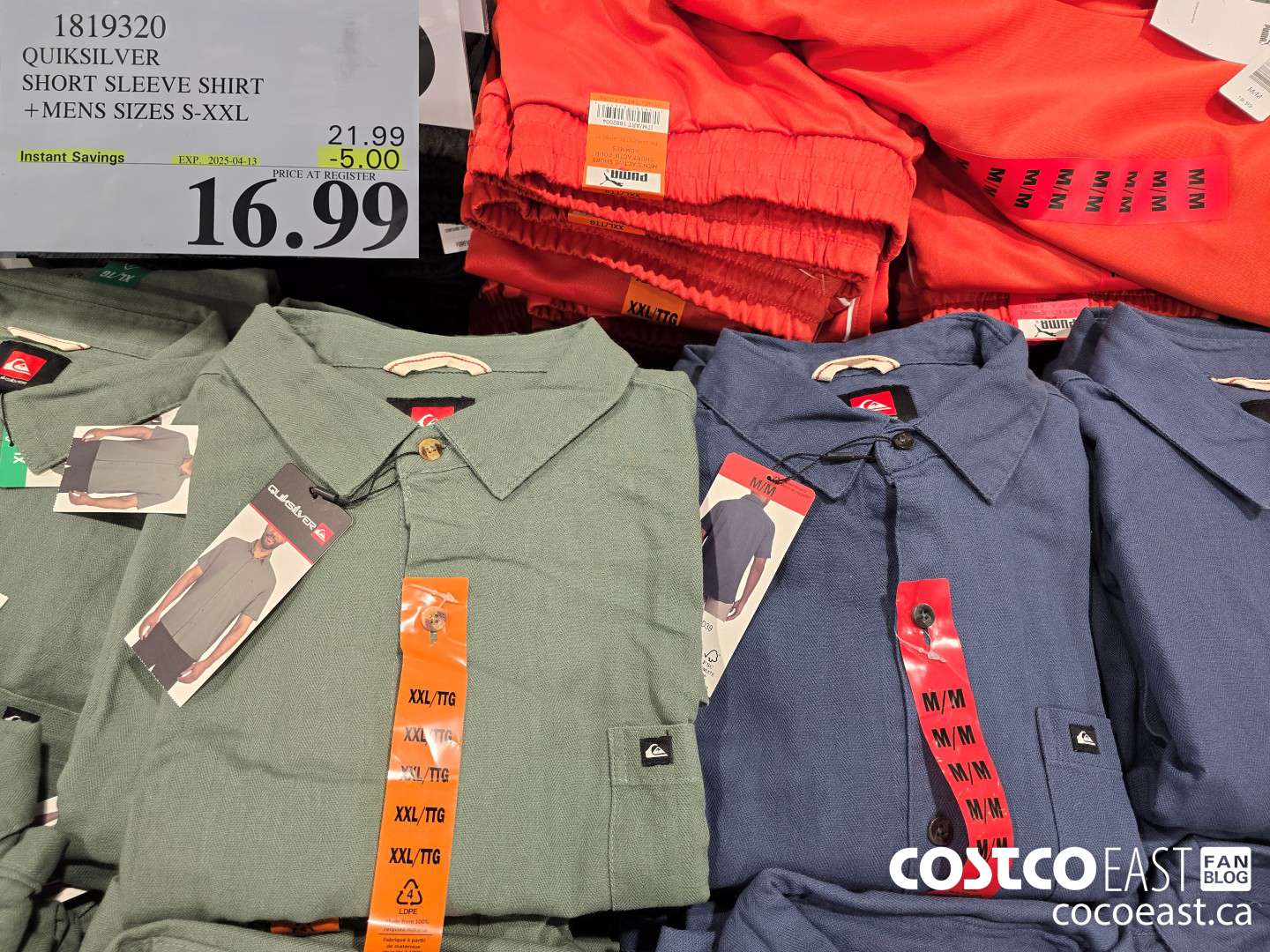 1819320 QUIKSILVER SHORT SLEEVE SHIRT +MENS SIZES S-XXL ($5.00 INSTANT SAVINGS EXPIRES ON 2025-04-13) $16.99