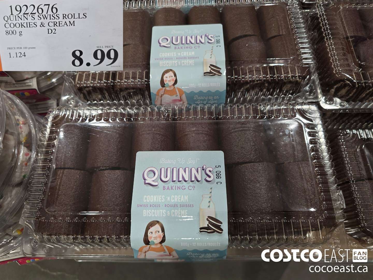 1922676 QUINN‘S SWISS ROLLS COOKIES & CREAM 800 G D2  $8.99