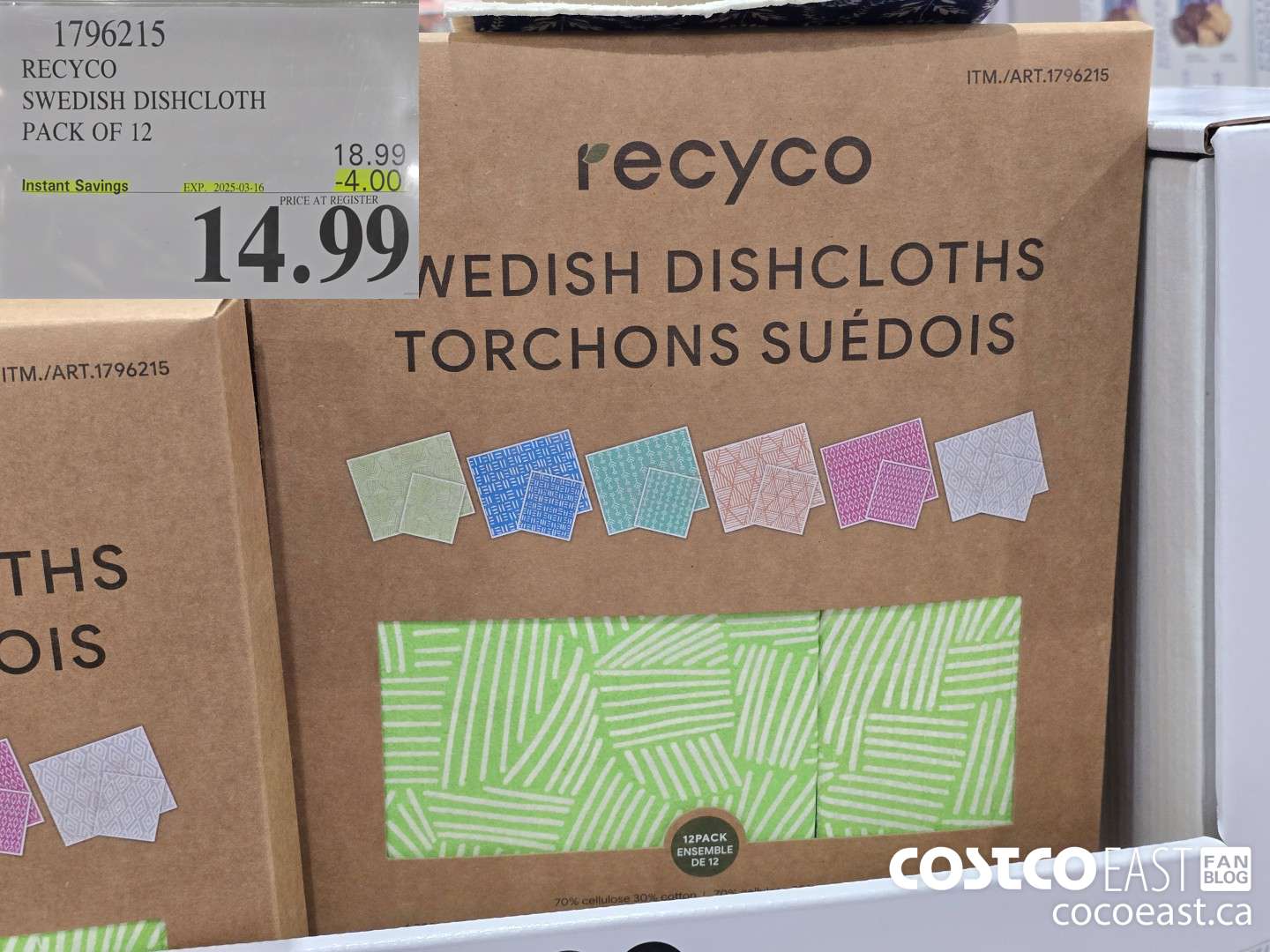 1796215 RECYCO SWEDISH DISHCLOTH PACK OF 12 ($4.00 INSTANT SAVINGS EXPIRES ON 2025-03-16) $14.99