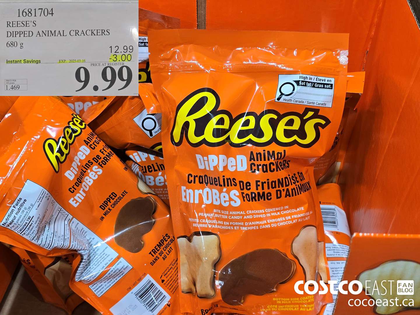 1681704 REESE'S DIPPED ANIMAL CRACKERS 680 g ($3.00 INSTANT SAVINGS EXPIRES ON 2025-03-16) $9.89