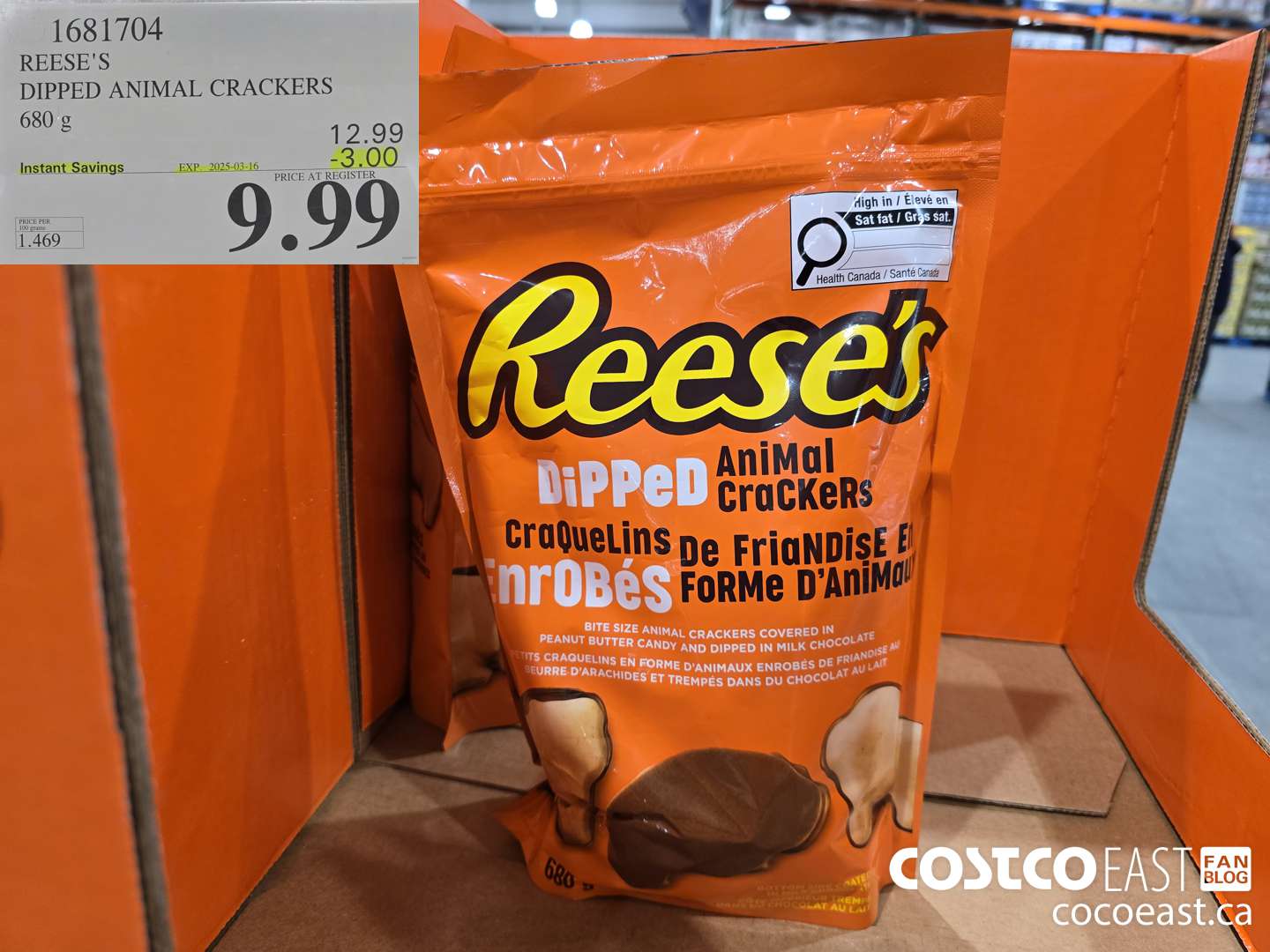 1681704 REESE'S DIPPED ANIMAL CRACKERS 680 g ($3.00 INSTANT SAVINGS EXPIRES ON 2025-03-16) $9.89