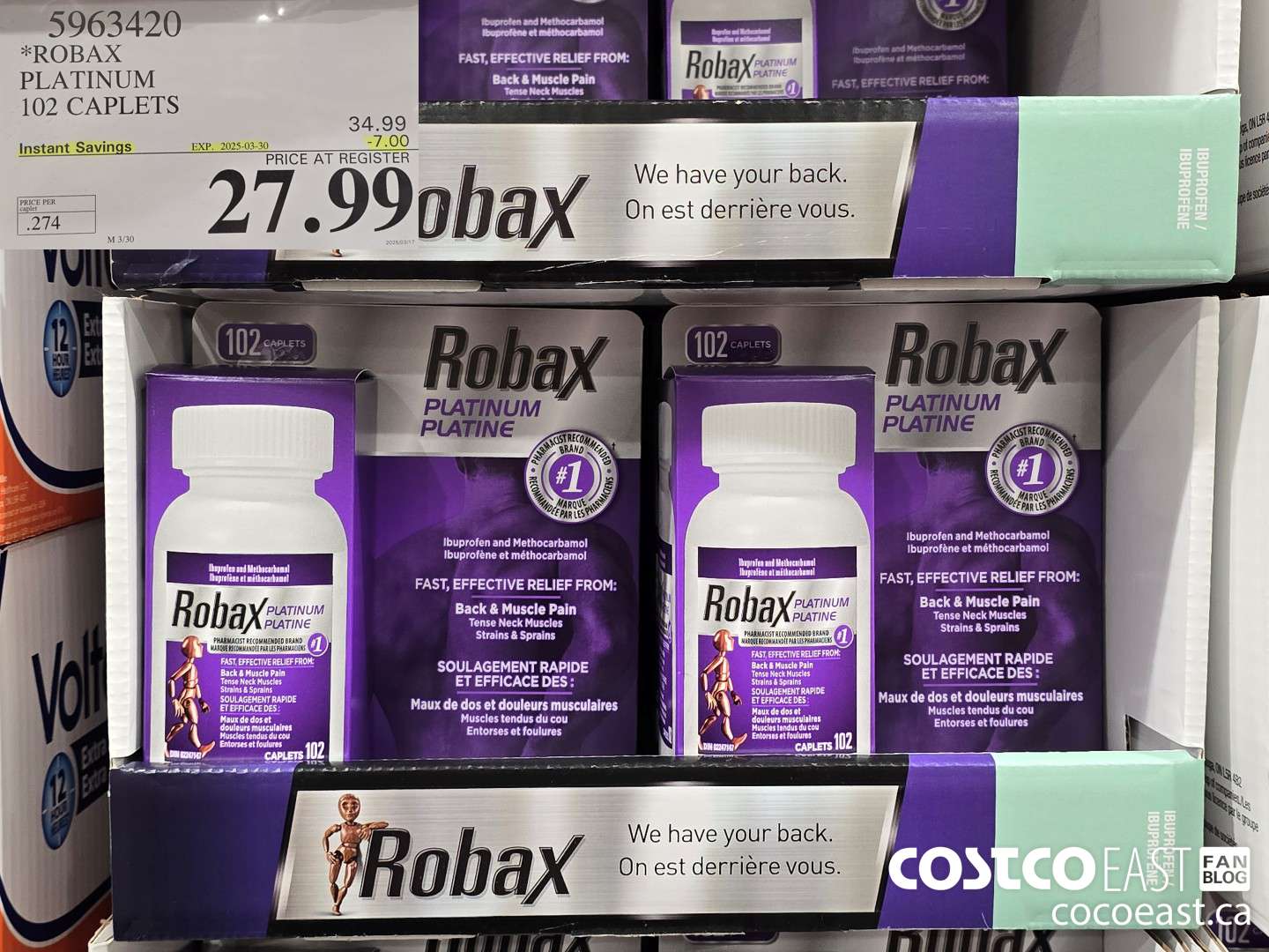 5963420 ROBAX PLATINUM 102 CAPLETS ($7.00 INSTANT SAVINGS EXPIRES ON 2025-03-30) $27.99