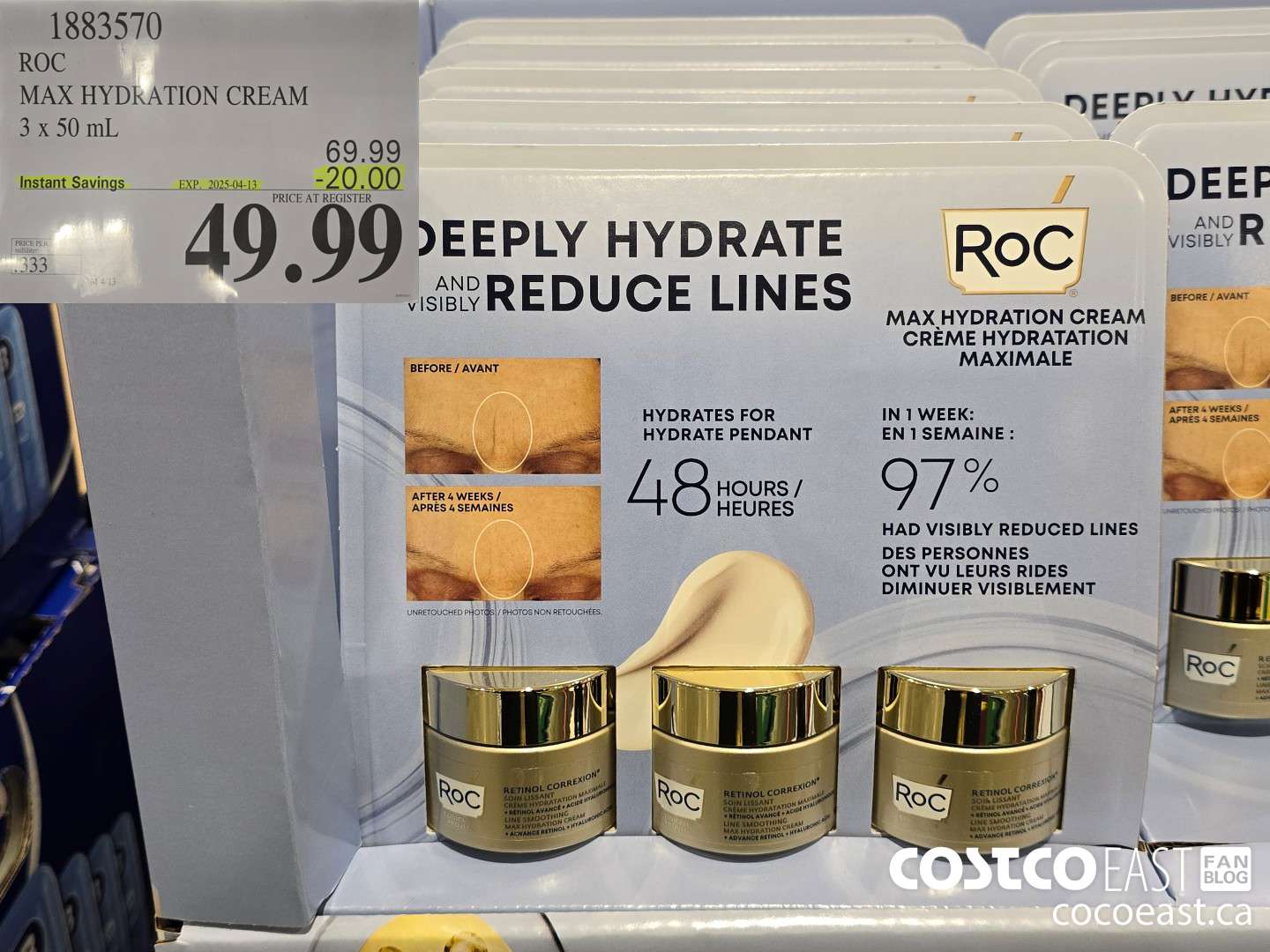 1883570 ROC MAX HYDRATION CREAM 3 X 50ML ($20.00 INSTANT SAVINGS EXPIRES ON 2025-04-13) $49.99