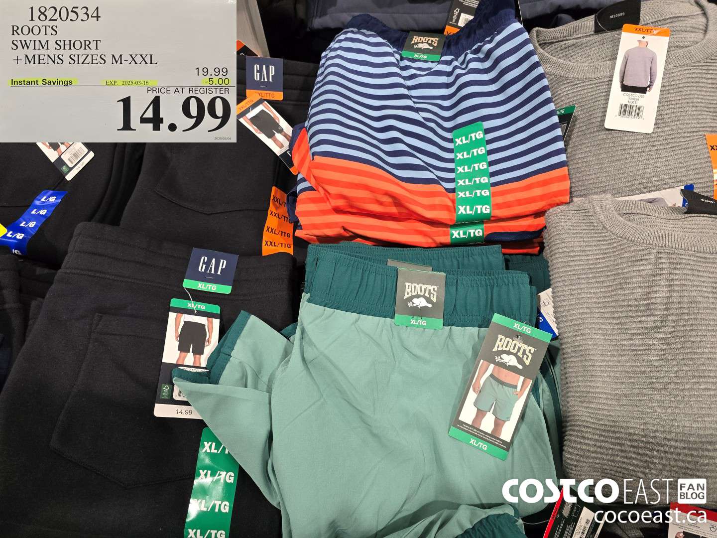 1820534 ROOTS SWIM SHORT +MENS SIZES M-XXL ($5.00 INSTANT SAVINGS EXPIRES ON 2025-03-16) $14.99