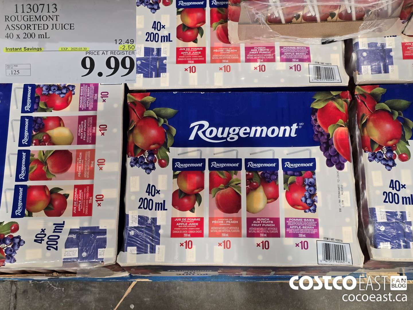 1130713 ROUGEMONT ASSORTED JUICE 40 X 200 ML ($2.50 INSTANT SAVINGS EXPIRES ON 2025-03-30) $9.99