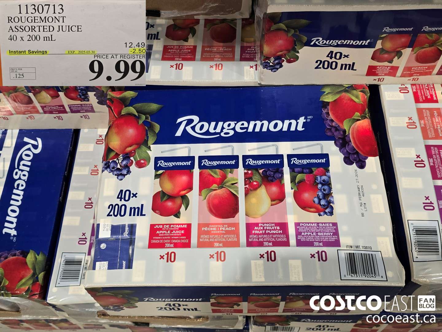 1130713 ROUGEMONT ASSORTED JUICE 40 X 200 ML ($2.50 INSTANT SAVINGS EXPIRES ON 2025-03-30) $9.99