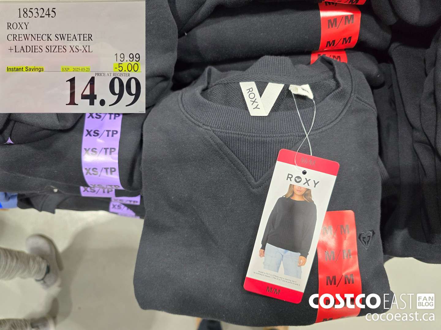 1853245 ROXY CREWNECK SWEATER +LADIES SIZES XS-XL ($5.00 INSTANT SAVINGS EXPIRES ON 2025-03-23) $14.99