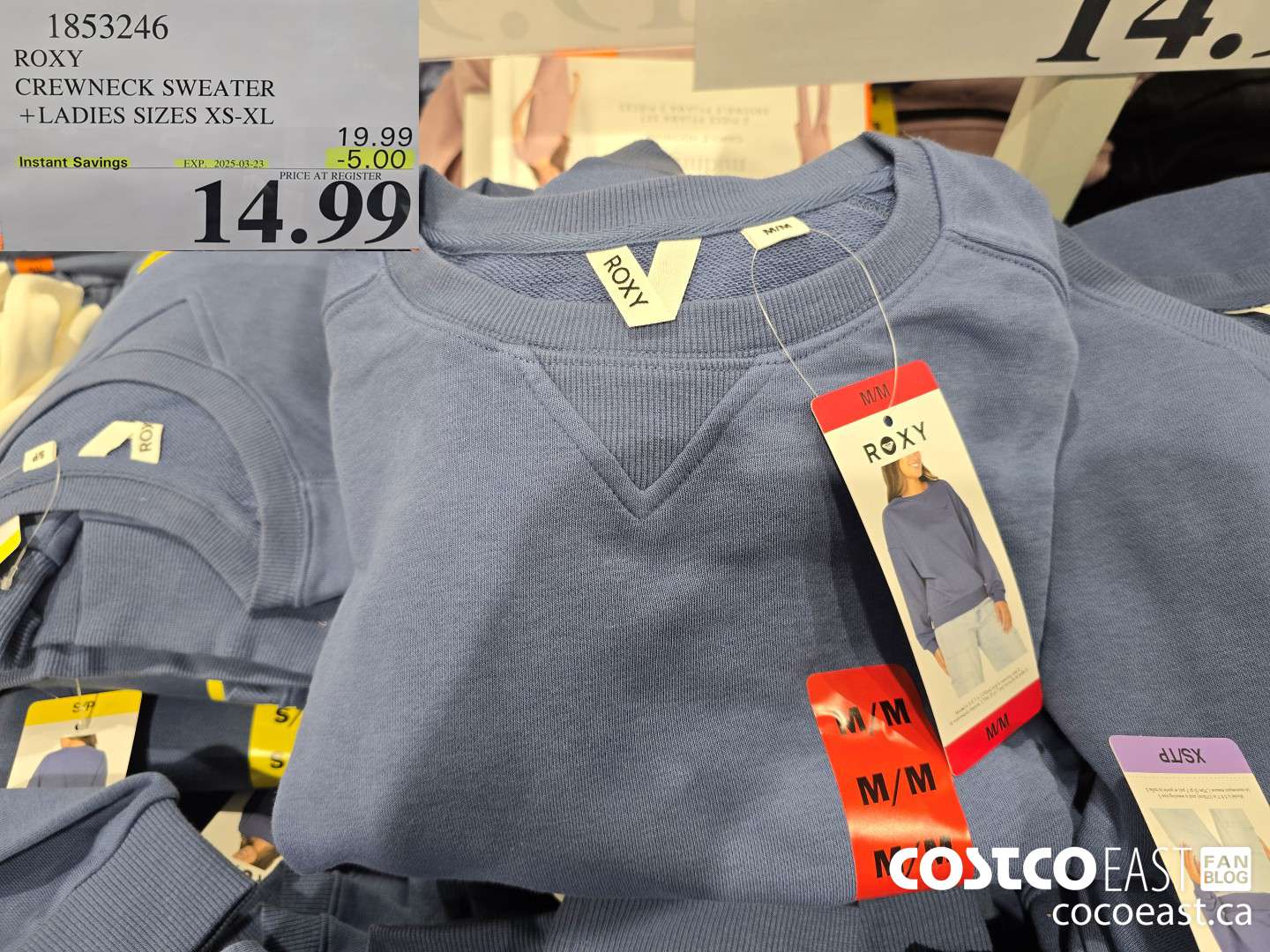 1853246 ROXY CREWNECK SWEATER +LADIES SIZES XS-XL ($5.00 INSTANT SAVINGS EXPIRES ON 2025-03-23) $14.99