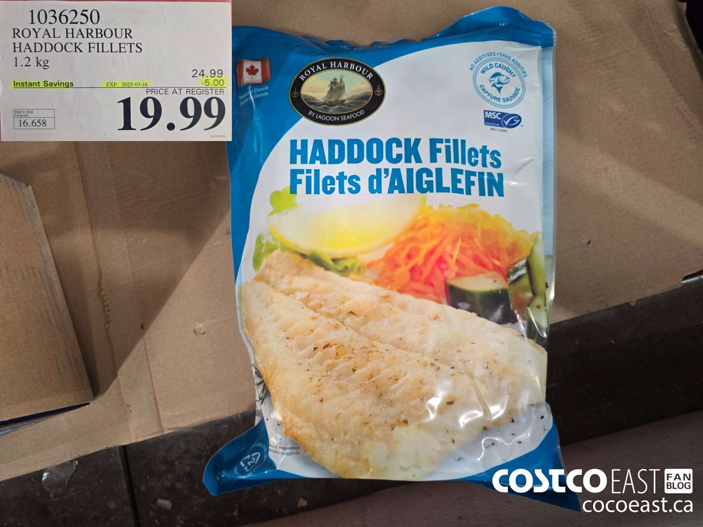 1036250 ROYAL HARBOUR HADDOCK FILLETS 1.2 KG ($5.00 INSTANT SAVINGS EXPIRES ON 2025-03-16) $19.99