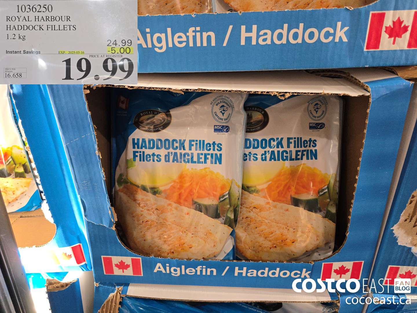 1036250 ROYAL HARBOUR HADDOCK FILLETS 1.2 KG ($5.00 INSTANT SAVINGS EXPIRES ON 2025-03-16) $19.99