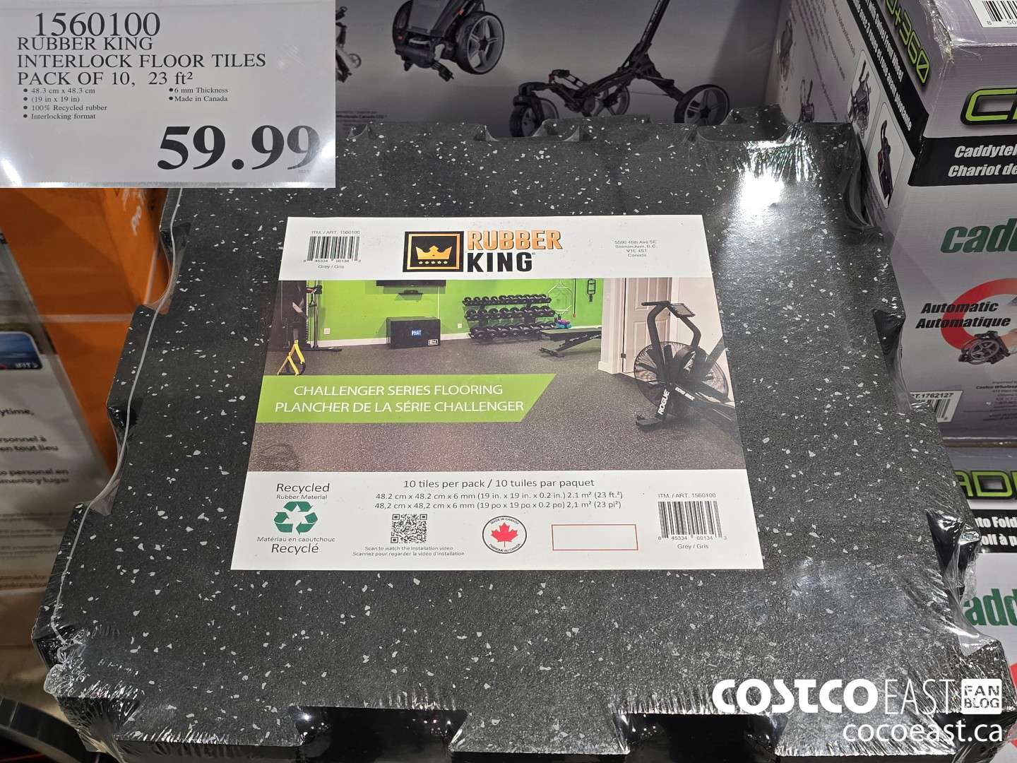 1560100 RUBBER KING INTERLOCK FLOOR TILES PACK OF 10, 23 ft2 $59.99