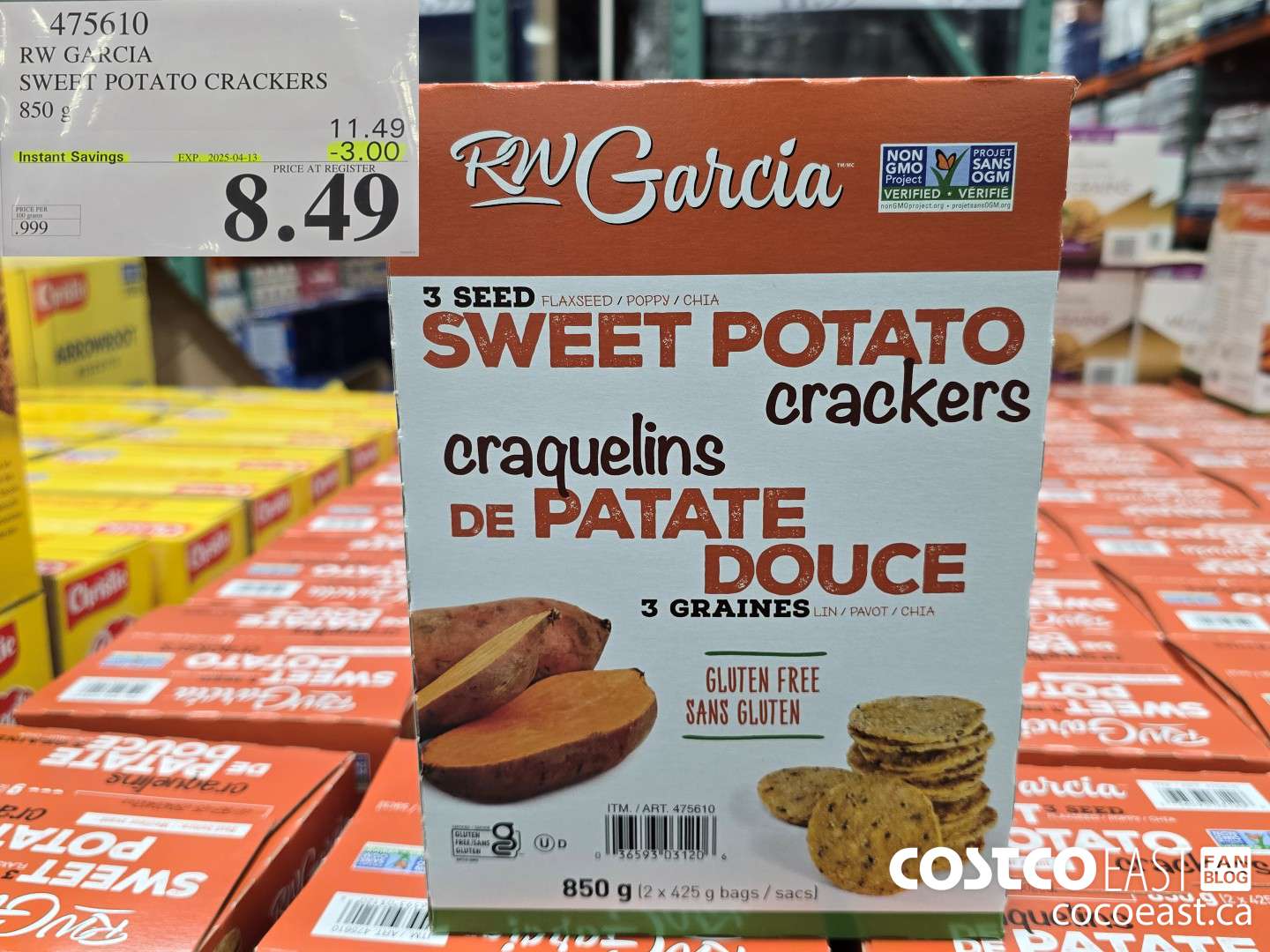 475610 RW GARCIA SWEET POTATO CRACKERS 850 G ($3.00 INSTANT SAVINGS EXPIRES ON 2025-04-13) $8.49