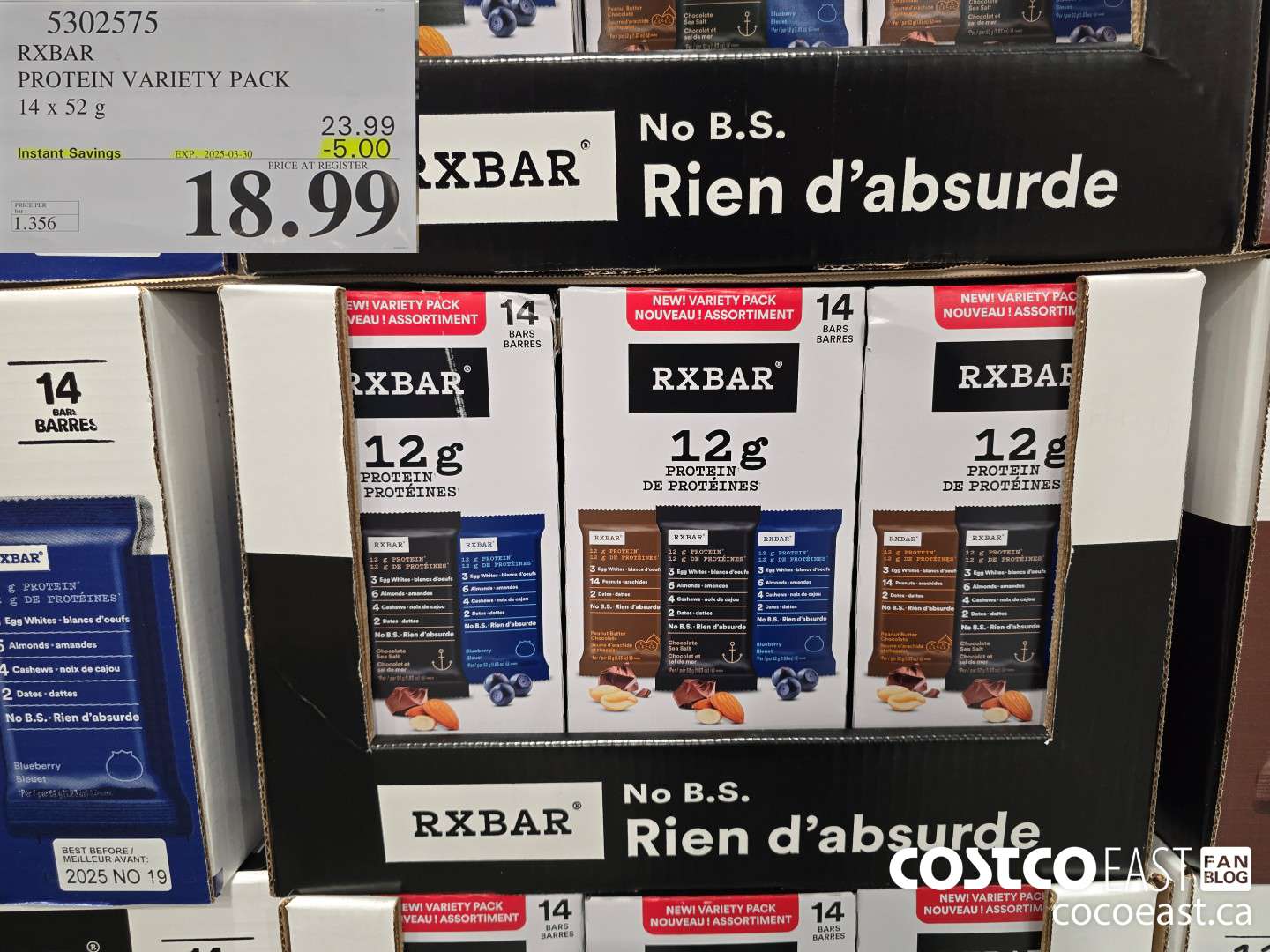 5302575 RXBAR PROTEIN VARIETY PACK 14 x 52 G ($5.00 INSTANT SAVINGS EXPIRES ON 2025-03-30) $18.99