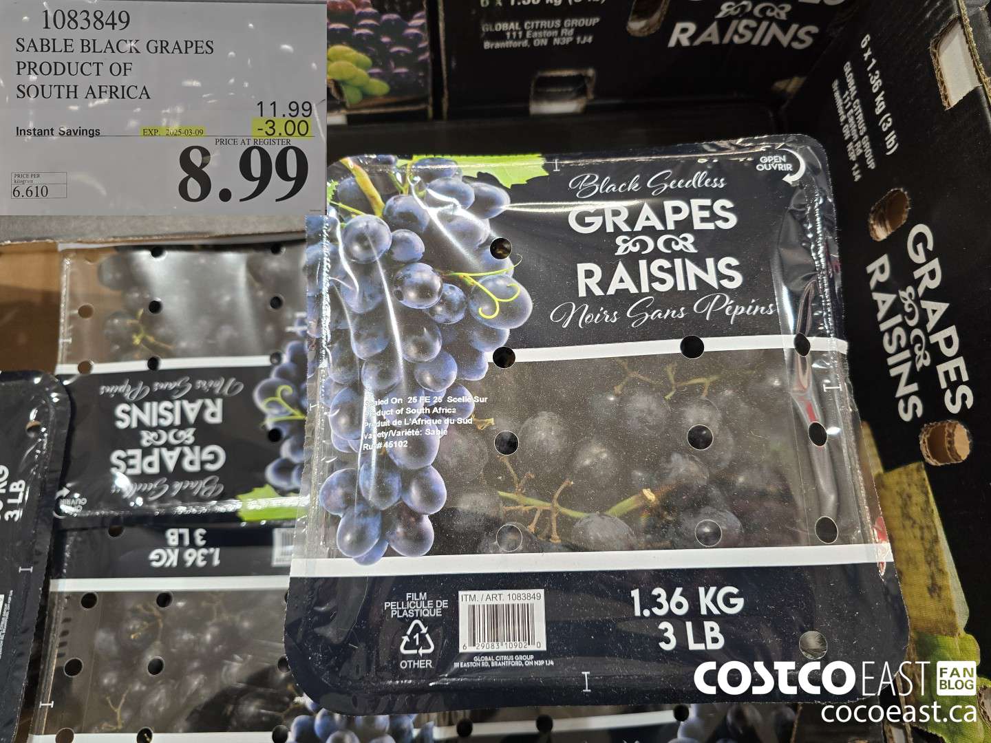1083849 SABLE BLACK GRAPES PRODUCT OF PERU OR SOUTH AFRICA ($3.00 INSTANT SAVINGS EXPIRES ON 2025-03-09) $8.99
