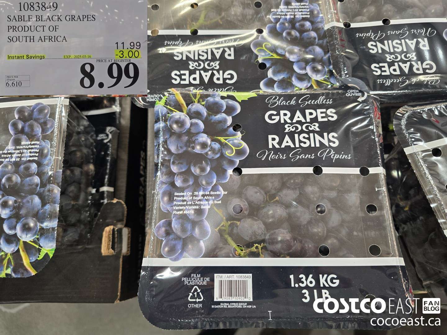 1083849 SABLE BLACK GRAPES PRODUCT OF PERU OR SOUTH AFRICA ($3.00 INSTANT SAVINGS EXPIRES ON 2025-03-16) $8.99