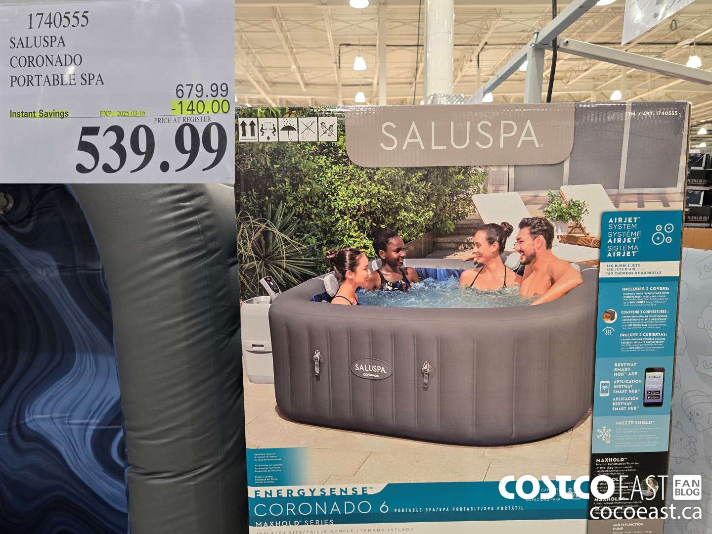 1740555 SALUSPA CORONADO PORTABLE SPA ($140.00 INSTANT SAVINGS EXPIRES ON 2025-03-16) $539.99