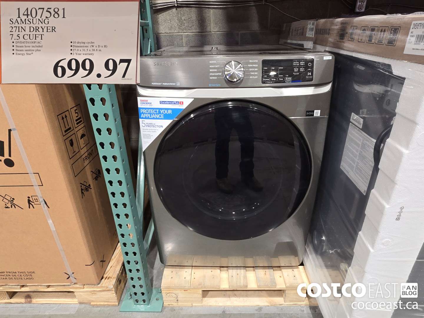 1407581 SAMSUNG 27IN DRYER 7.5 CUFT $699.97