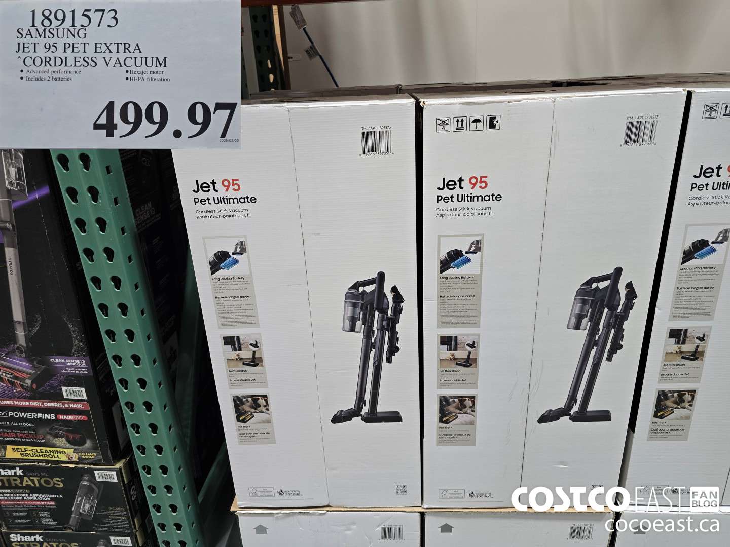 1891573 SAMSUNG JET 95 PET EXTRA STICK VACUUM $499.97
