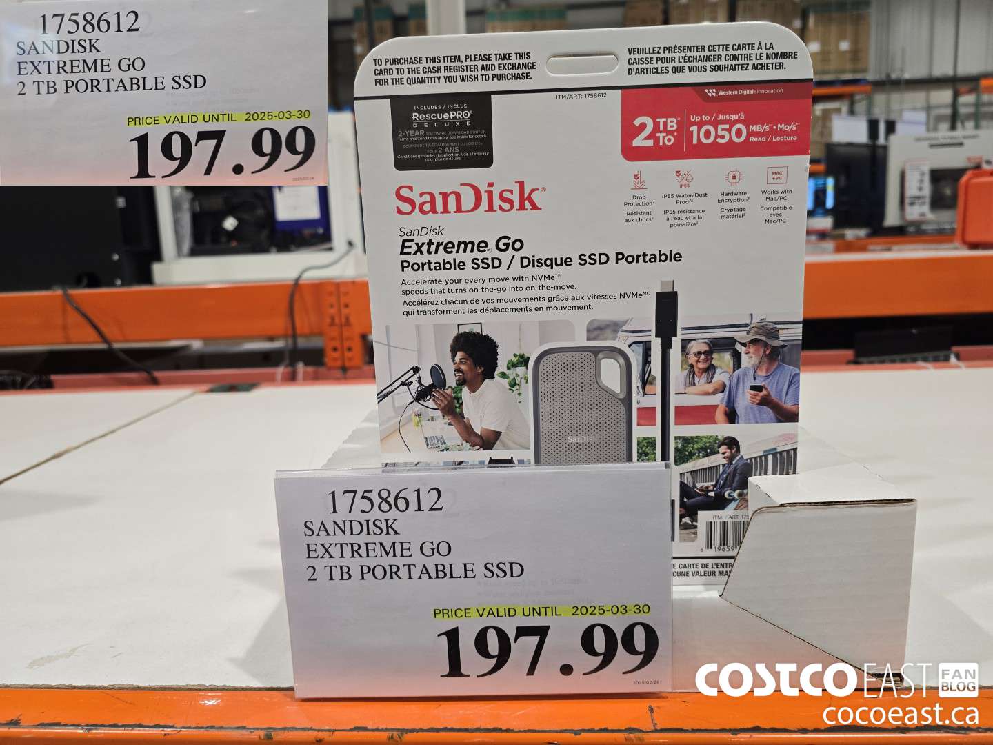 1758612 SANDISK EXTREME GO 2 TB PORTABLE SSD $197.99