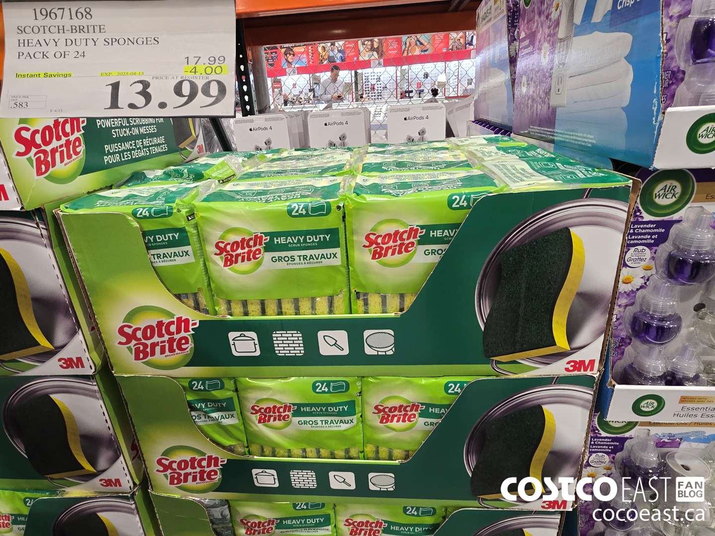 1967168 SCOTCH-BRITE SCRUB SPONGES PACK OF 24 ($4.00 INSTANT SAVINGS EXPIRES ON 2025-04-13) $13.99