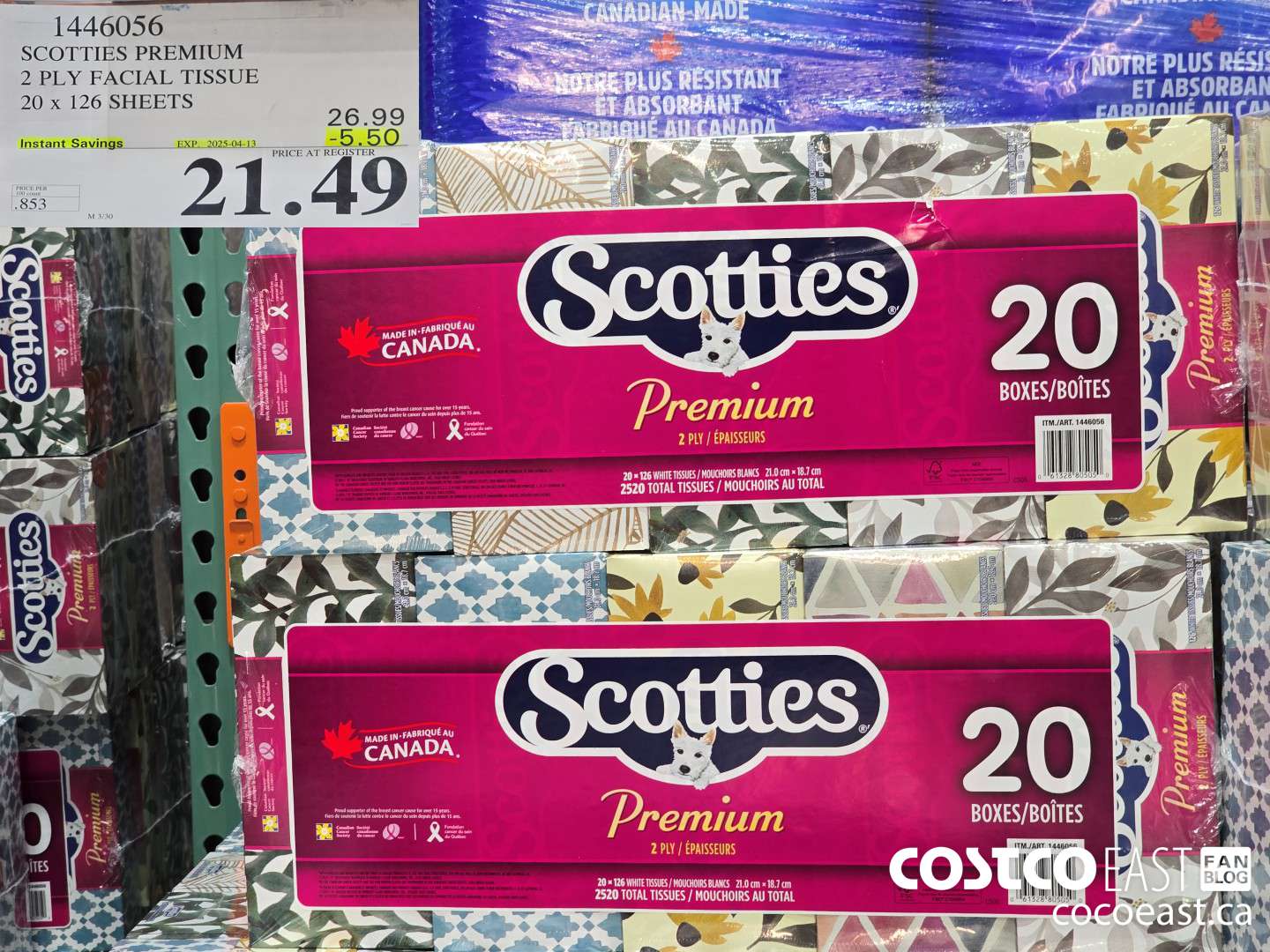 1446056 SCOTTIE PREMIUM 2 PLY FACIAL TISSUES 20 x 126 sheets ($5.50 INSTANT SAVINGS EXPIRES ON 2025-04-13) $21.49