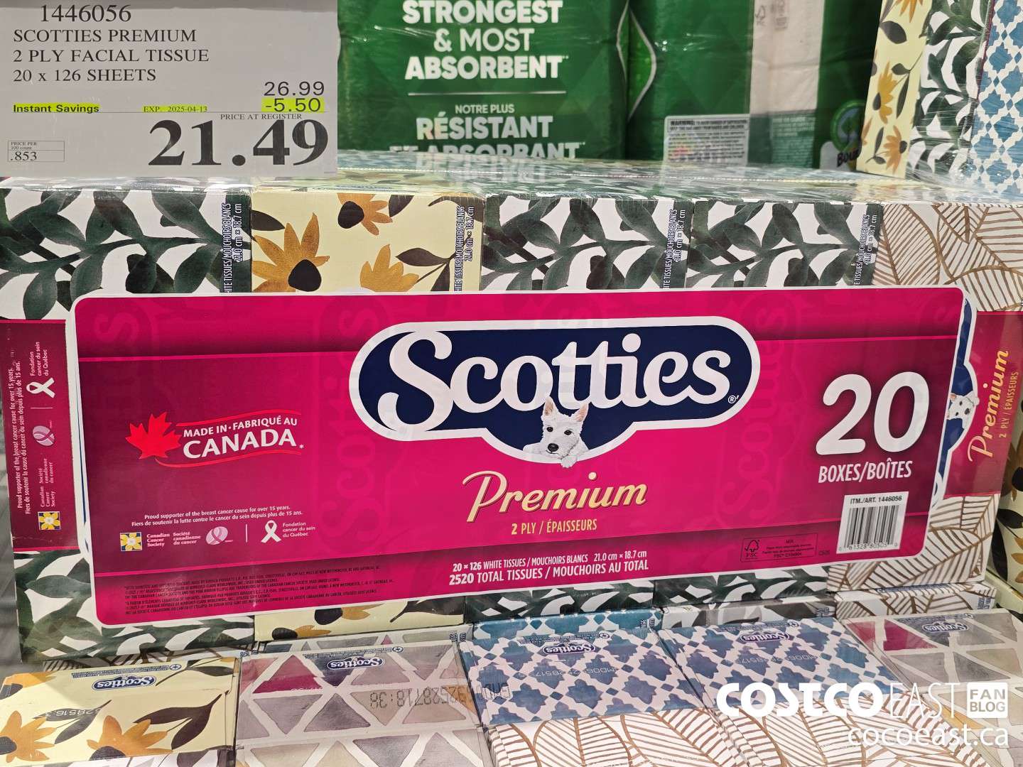 1446056 SCOTTIE PREMIUM 2 PLY FACIAL TISSUES 20 x 126 sheets ($5.50 INSTANT SAVINGS EXPIRES ON 2025-04-13) $21.49