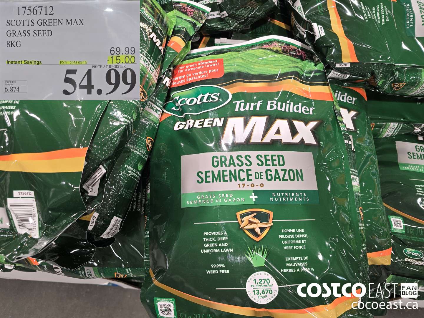 1756712 SCOTTS GREEN MAX GRASS SEED 8KG ($15.00 INSTANT SAVINGS EXPIRES ON 2025-03-16) $54.99