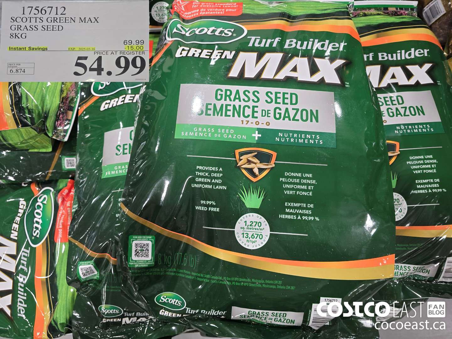 1756712 SCOTTS GREEN MAX GRASS SEED 8KG ($15.00 INSTANT SAVINGS EXPIRES ON 2025-03-16) $54.99