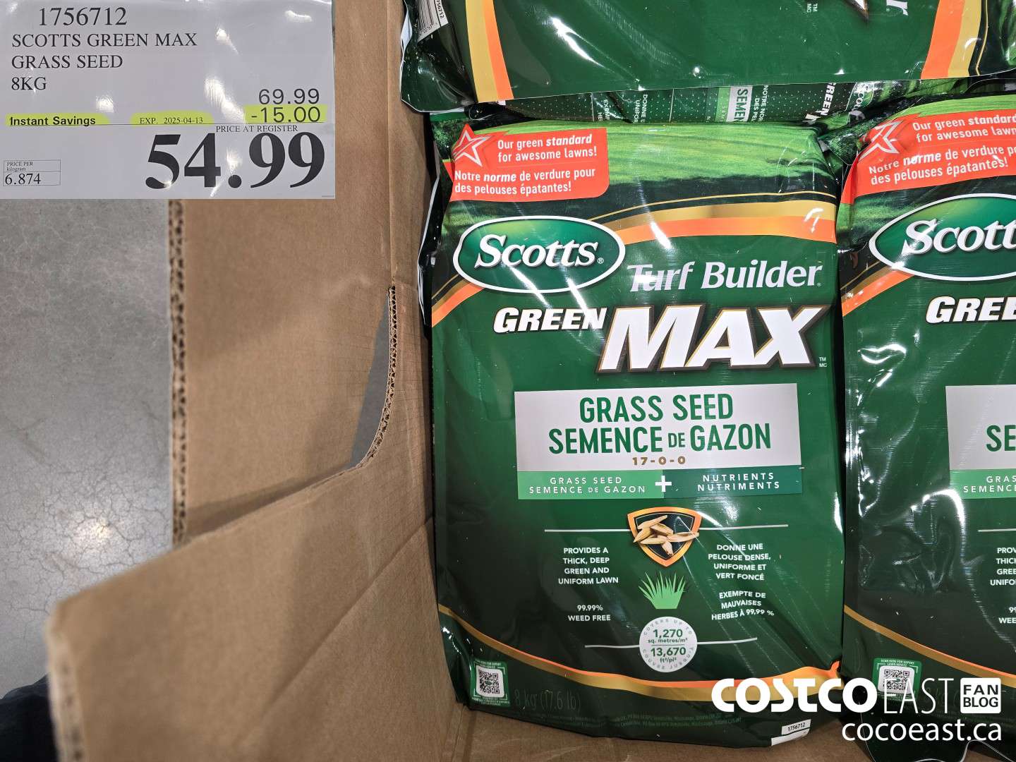 1756712 SCOTTS GREEN MAX GRASS SEED 8KG ($15.00 INSTANT SAVINGS EXPIRES ON 2025-04-13) $54.99