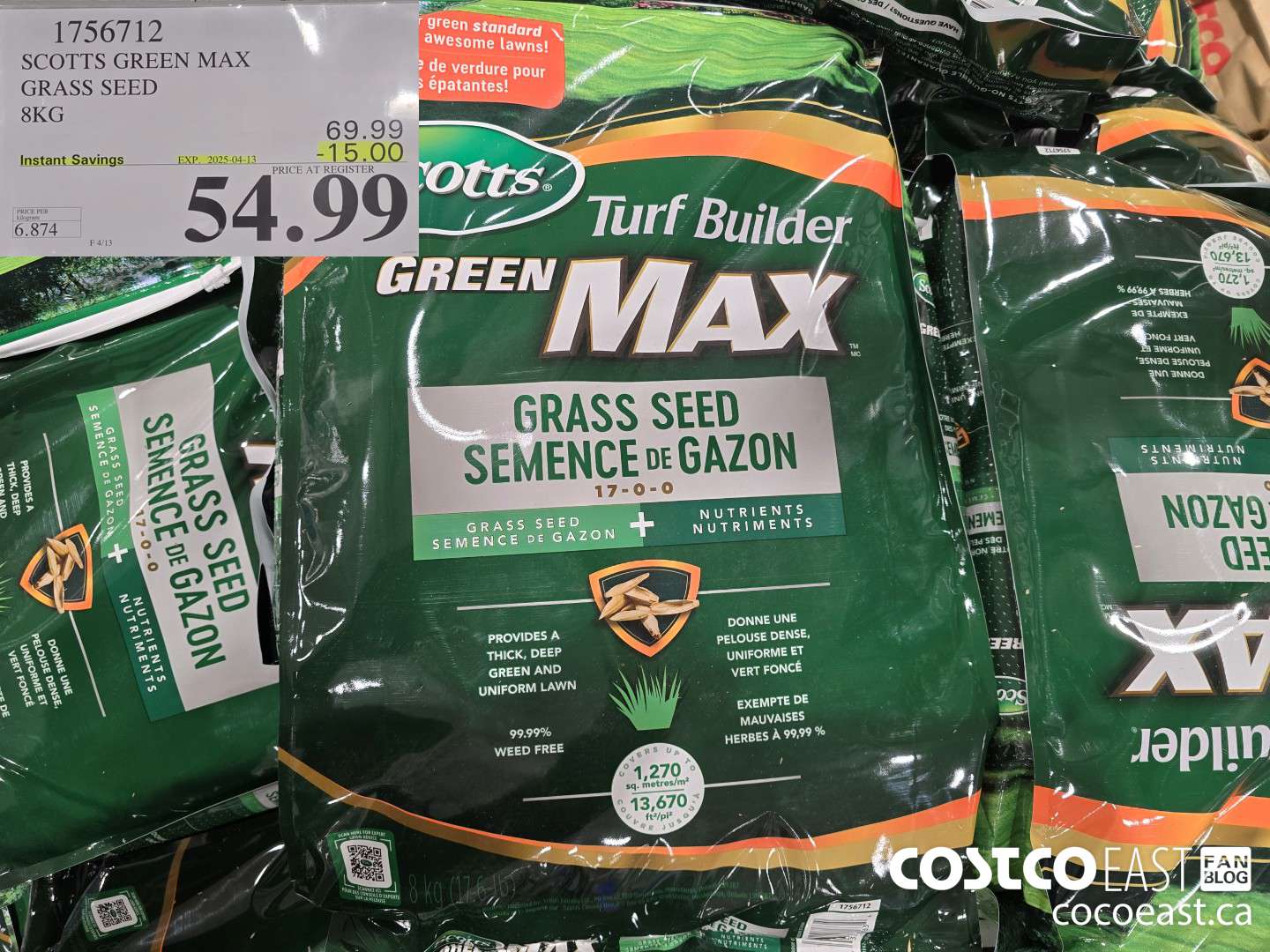1756712 SCOTTS GREEN MAX GRASS SEED 8KG ($15.00 INSTANT SAVINGS EXPIRES ON 2025-04-13) $54.99
