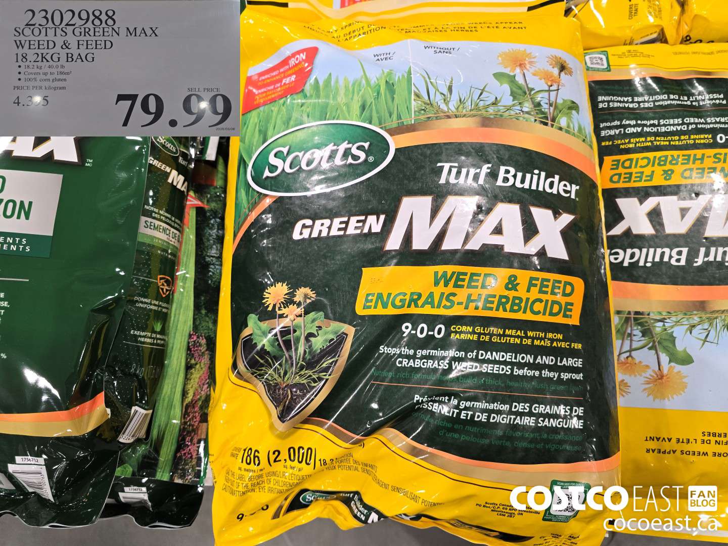 2302988 SCOTTS GREEN MAX WEED & FEED 18.2KG BAG $79.99