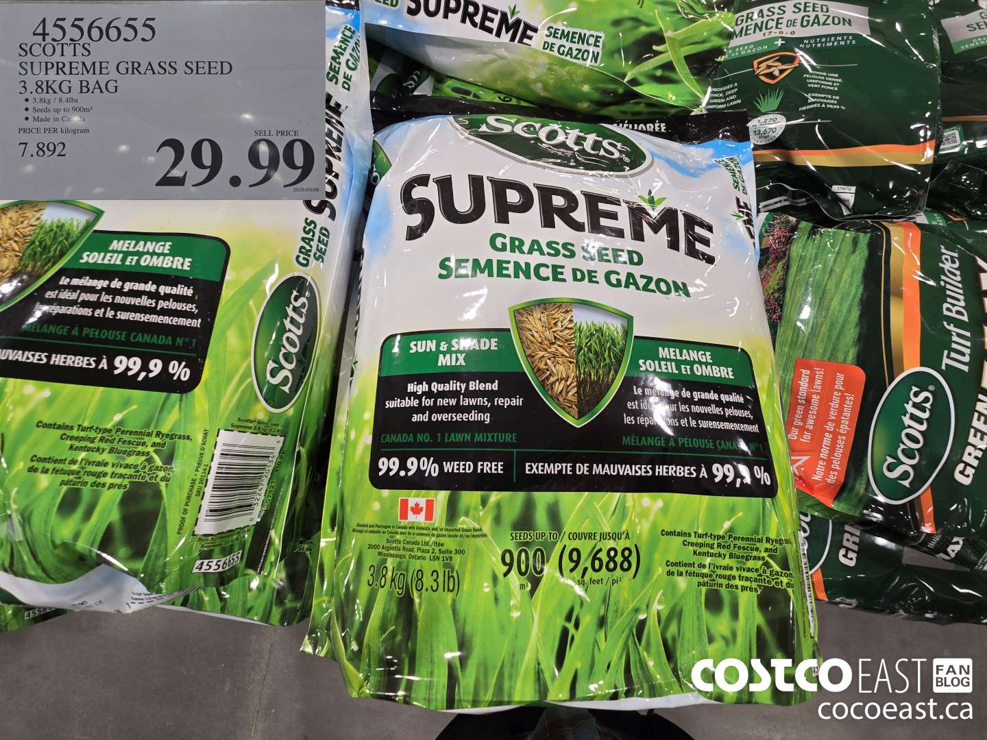 4556655 SCOTTS SUPREME GRASS SEED 3.8KG BAG $29.99