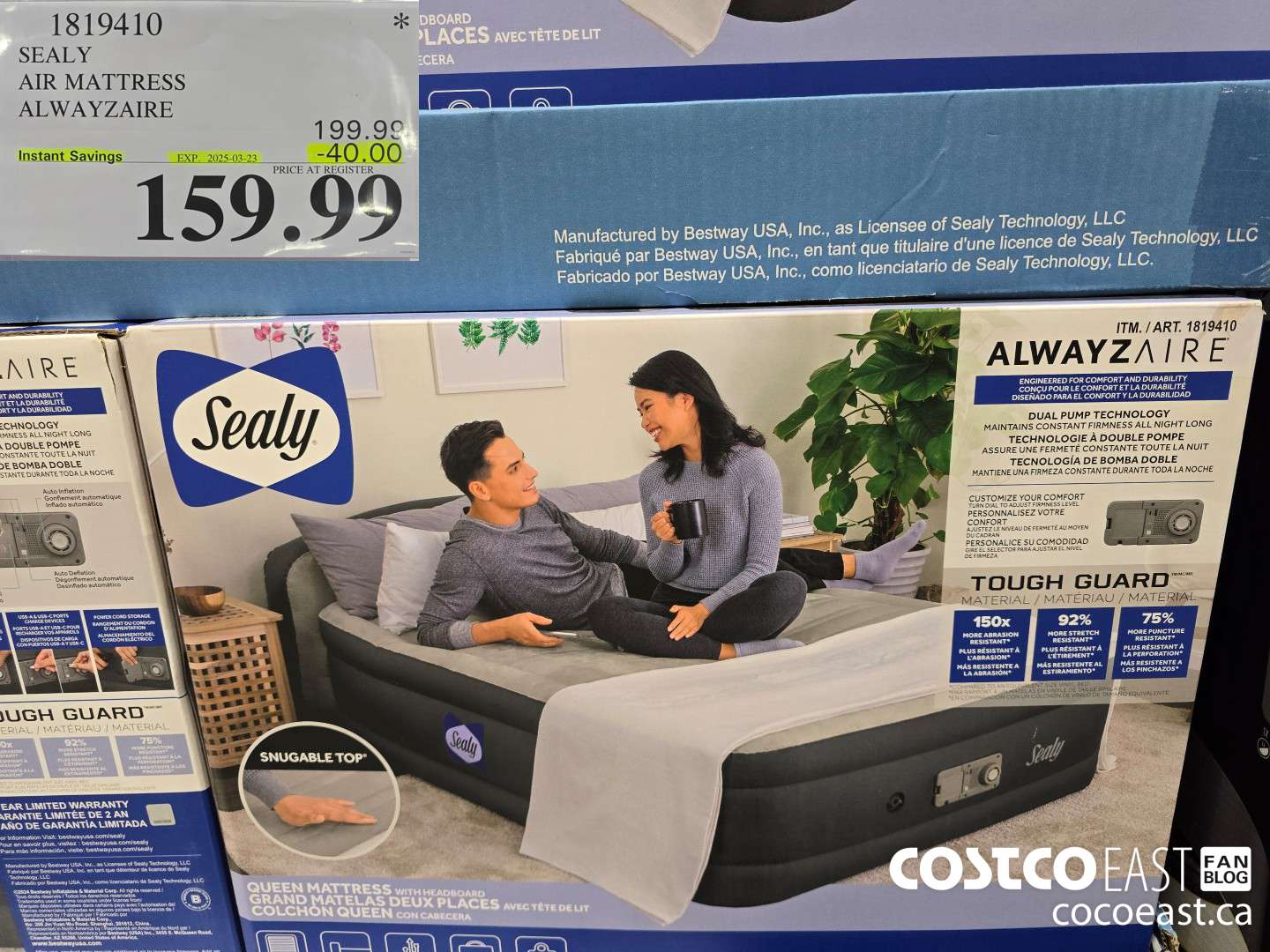 1819410 SEALY AIR MATTRESS ALWAYZAIRE ($40.00 INSTANT SAVINGS EXPIRES ON 2025-03-23) $159.99