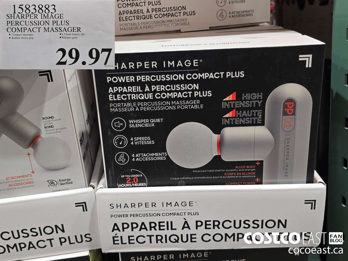1583883 SHARPER IMAGE PERCUSSION PLUS COMPACT MASSAGER $29.97