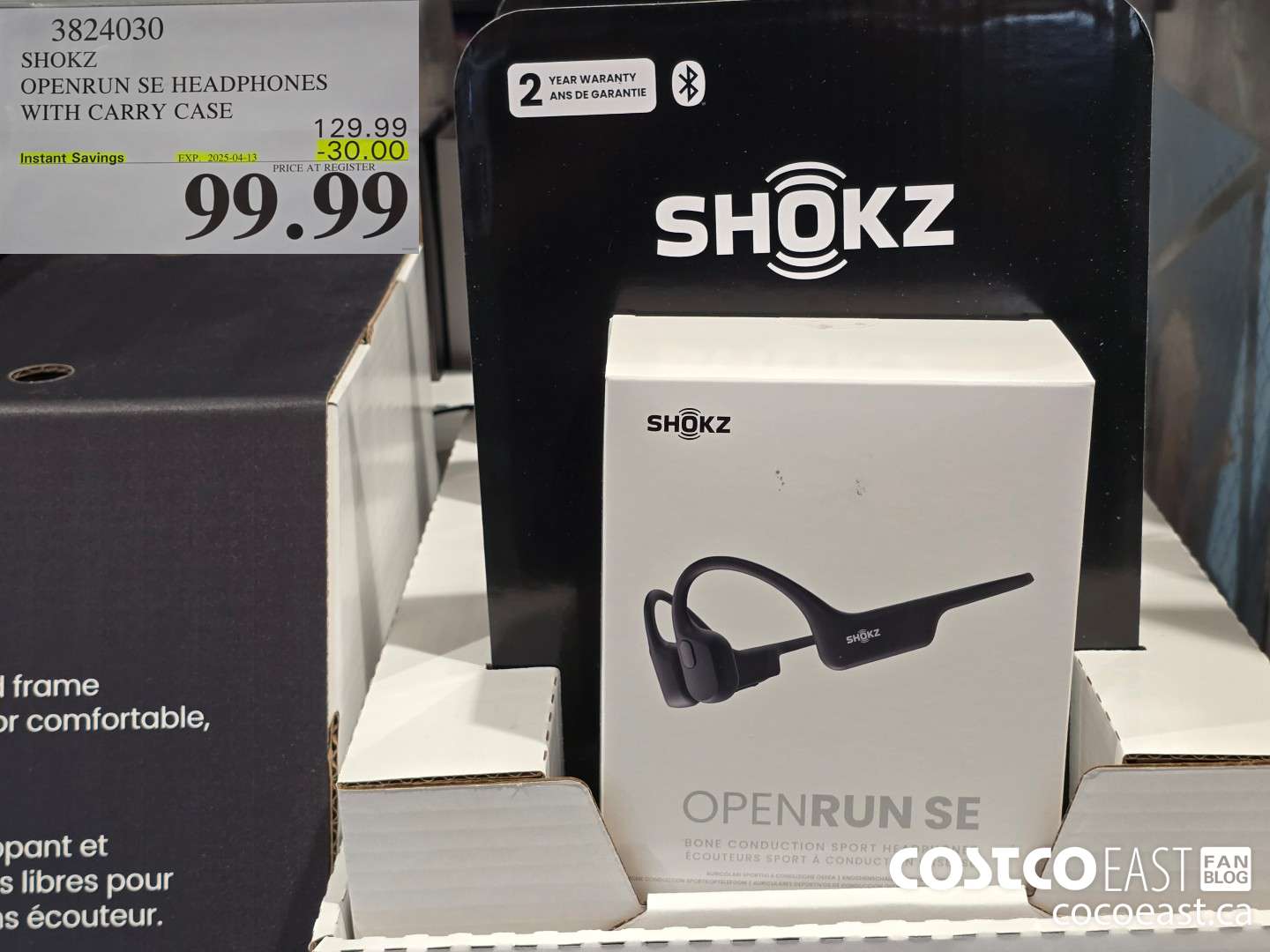 3824030 SHOKZ OPENRUN SE HEADPHONES WITH CARRY CASE ($30.00 INSTANT SAVINGS EXPIRES ON 2025-04-13) $99.99