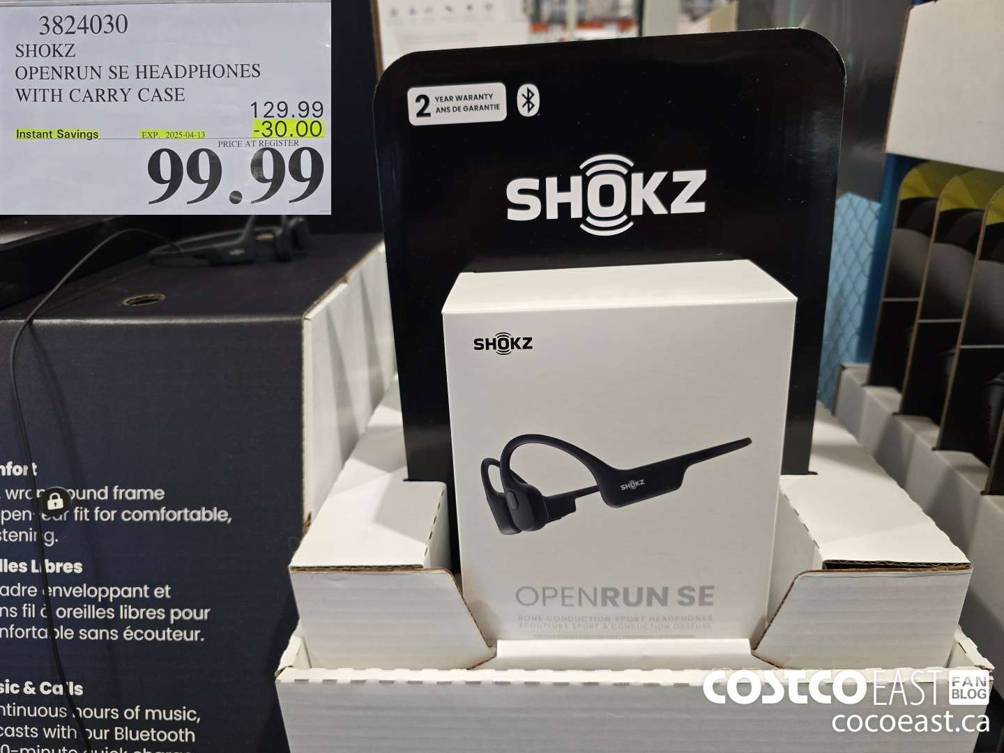 3824030 SHOKZ OPENRUN SE HEADPHONES WITH CARRY CASE ($30.00 INSTANT SAVINGS EXPIRES ON 2025-04-13) $99.99