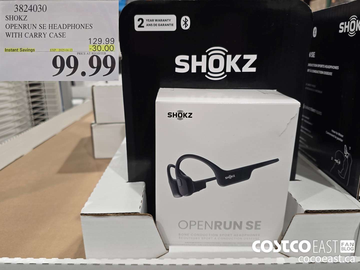 3824030 SHOKZ OPENRUN SE HEADPHONES WITH CARRY CASE ($30.00 INSTANT SAVINGS EXPIRES ON 2025-04-13) $99.99