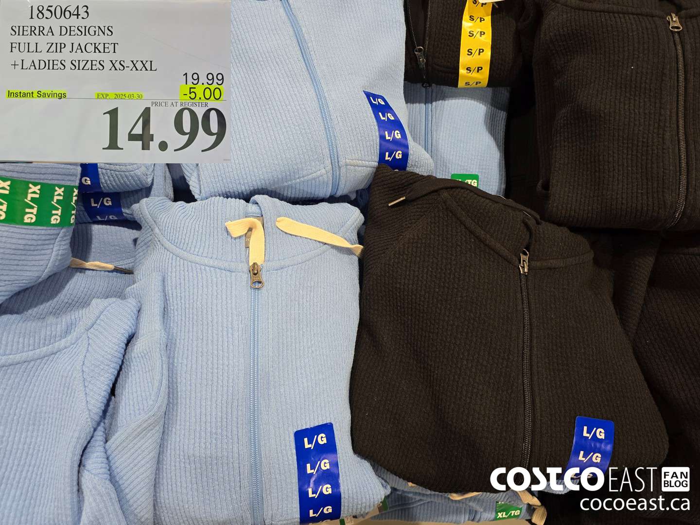 1850643 SIERRA DESIGNS FULL ZIP JACKET +LADIES SIZES XS-XXL ($5.00 INSTANT SAVINGS EXPIRES ON 2025-03-30) $14.99