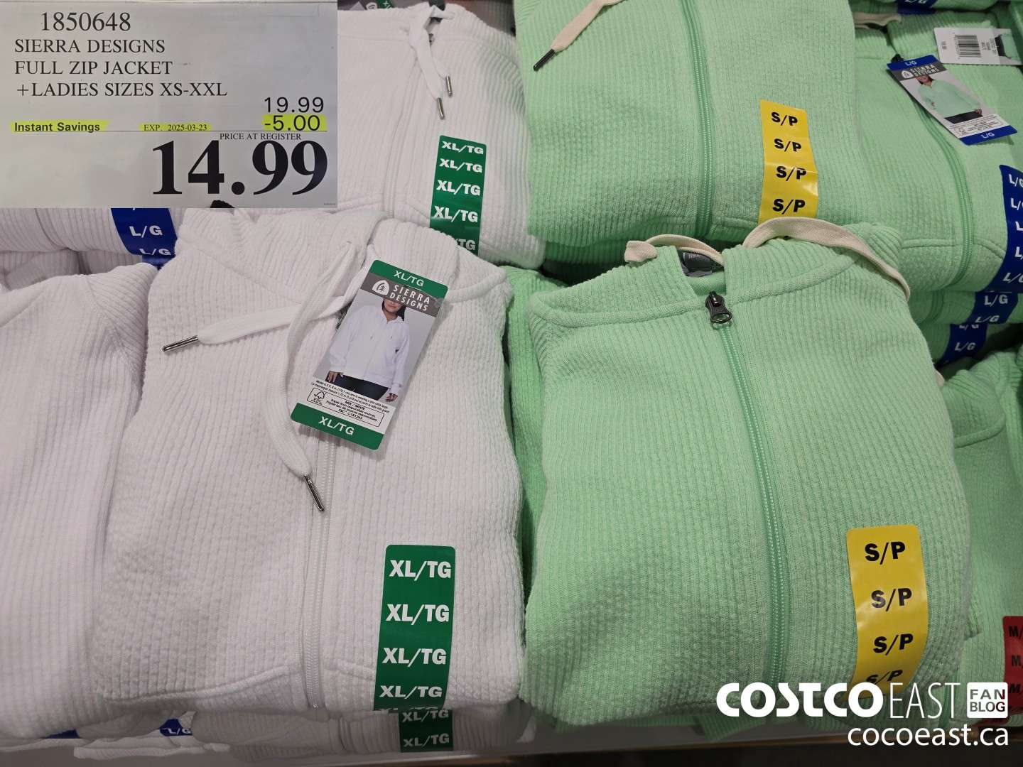 1850648 SIERRA DESIGNS FULL ZIP JACKET +LADIES SIZES XS-XXL ($5.00 INSTANT SAVINGS EXPIRES ON 2025-03-23) $14.99