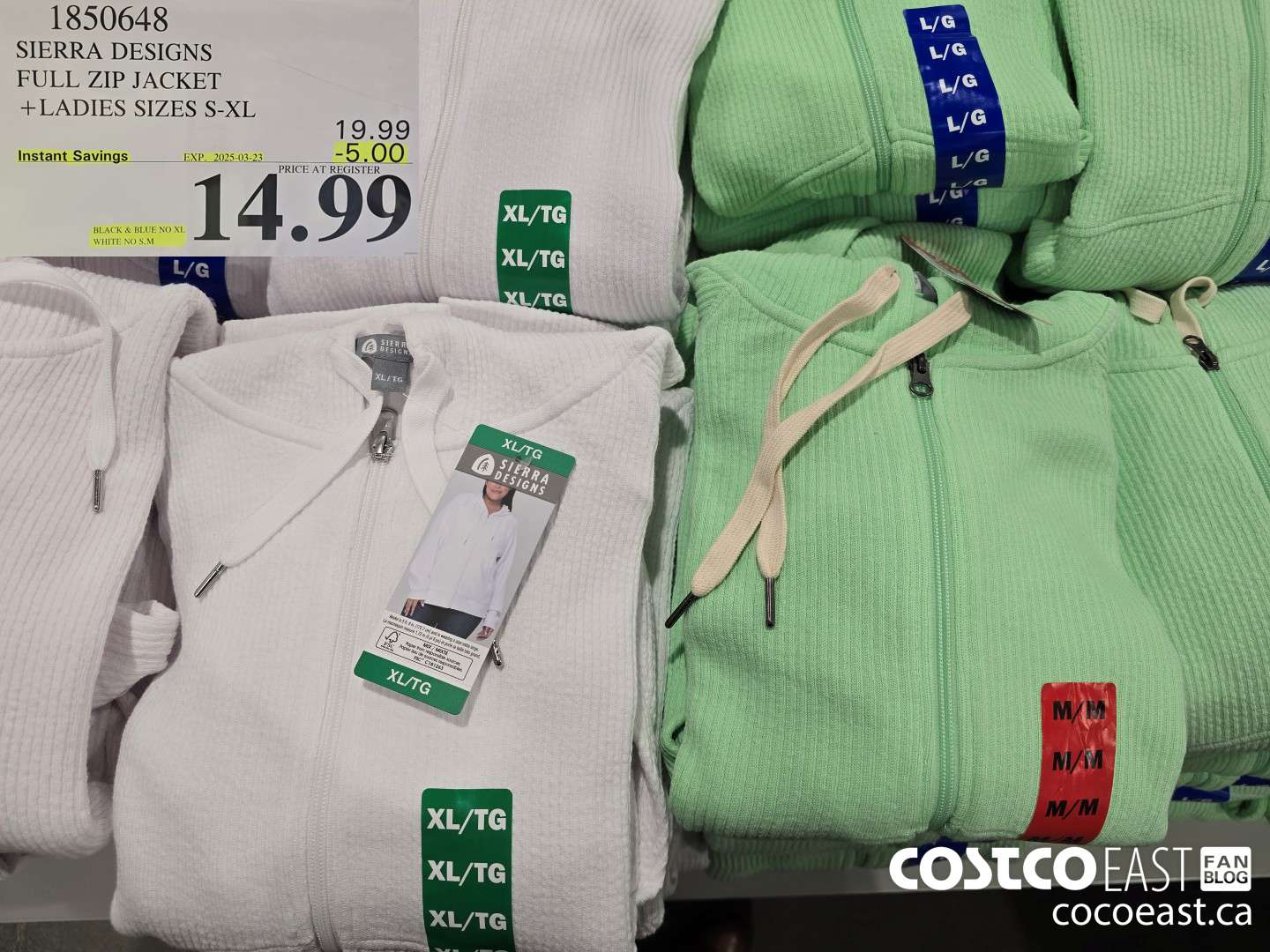 1850648 SIERRA DESIGNS FULL ZIP JACKET +LADIES SIZES XS-XXL ($5.00 INSTANT SAVINGS EXPIRES ON 2025-03-23) $14.99