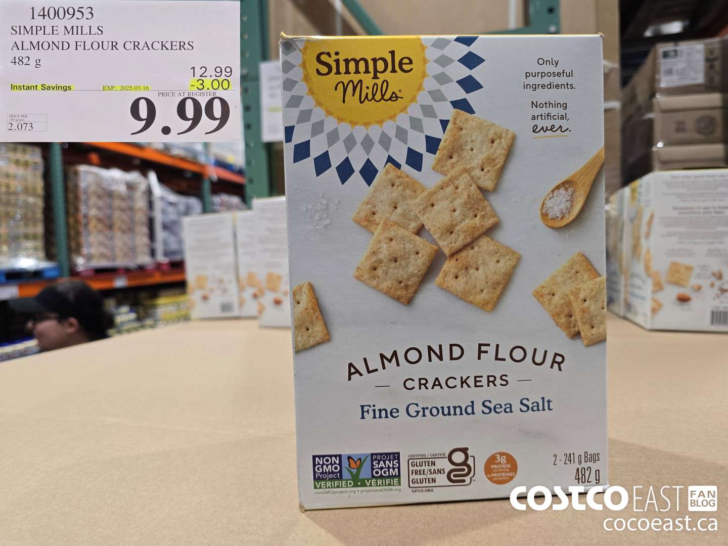 1400953 SIMPLE MILLS ALMOND FLOUR CRACKERS 482 G ($3.00 INSTANT SAVINGS EXPIRES ON 2025-03-16) $9.99
