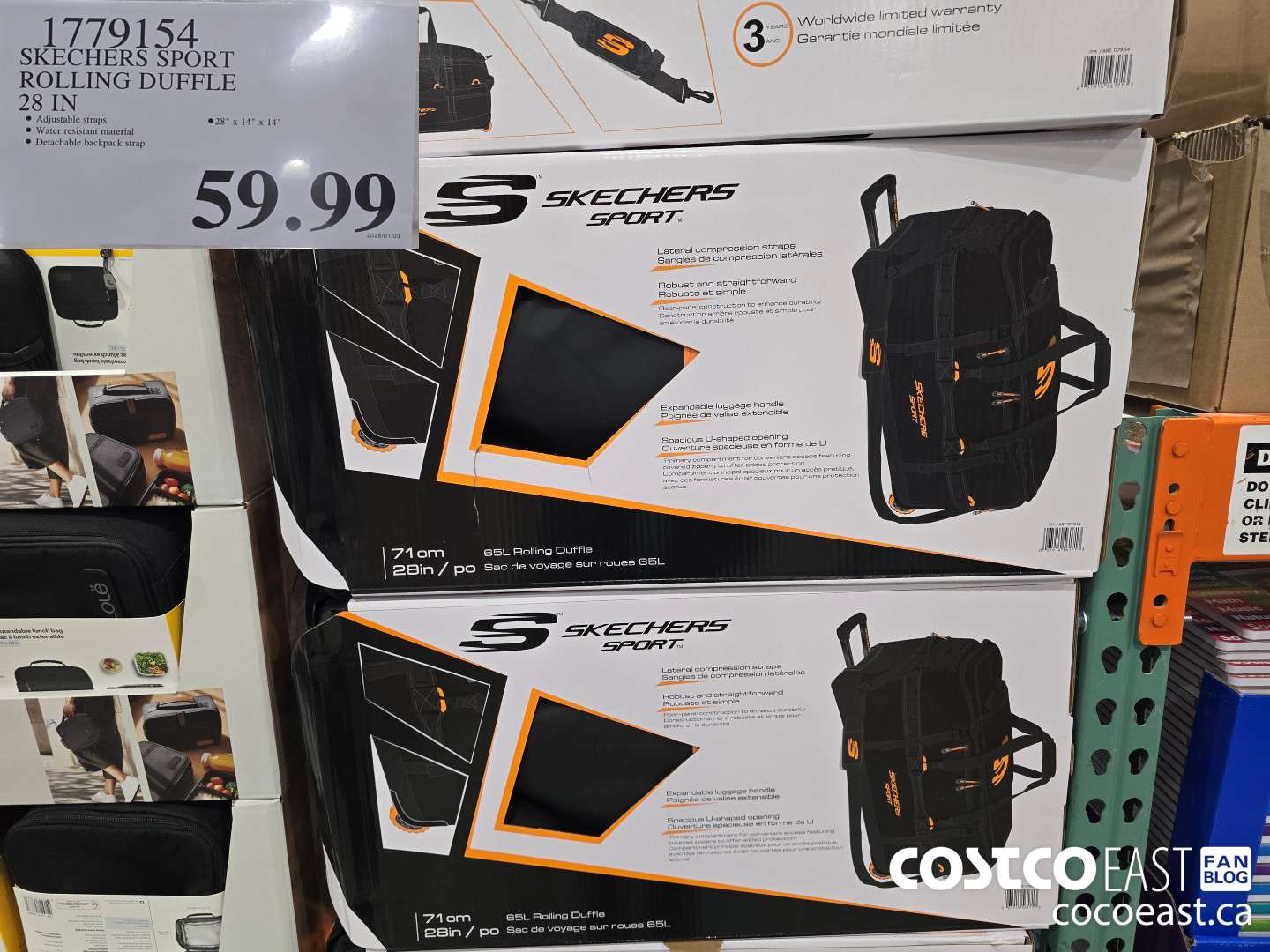 1779154 SKECHERS SPORT ROLLING DUFFLE 28 IN $59.99