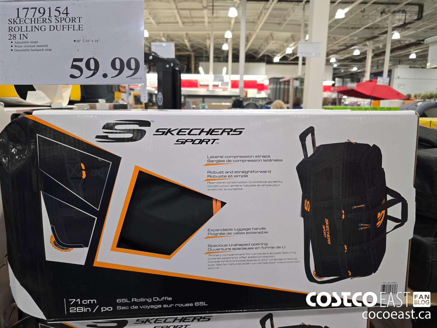 1779154 SKECHERS SPORT ROLLING DUFFLE 28 IN $59.99