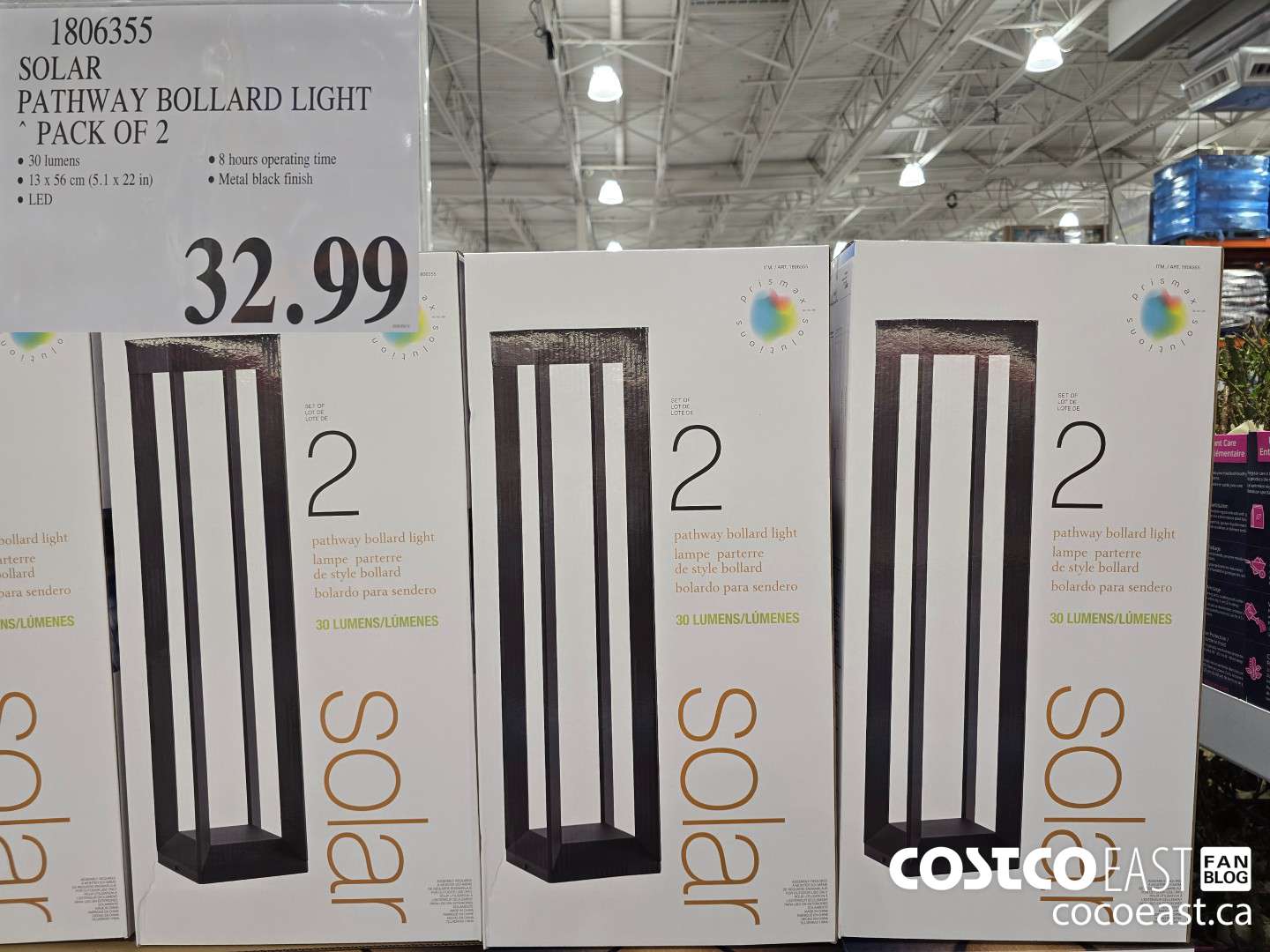 1806355 SOLAR PATHWAY BOLLARD LIGHT PACK OF 2 $32.99