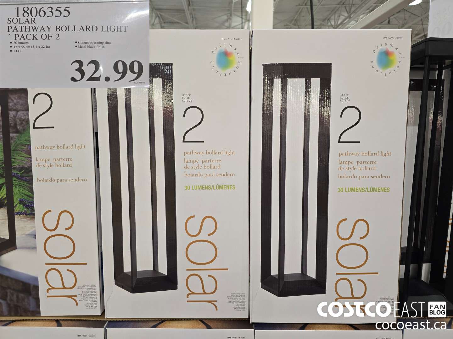 1806355 SOLAR PATHWAY BOLLARD LIGHT PACK OF 2 $32.99