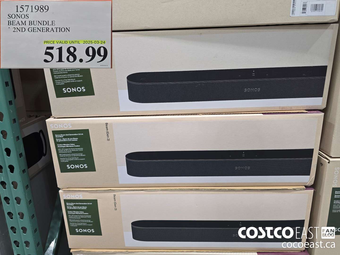 1571989 SONOS BEAM BUNDLE 2ND GENERATION $518.99