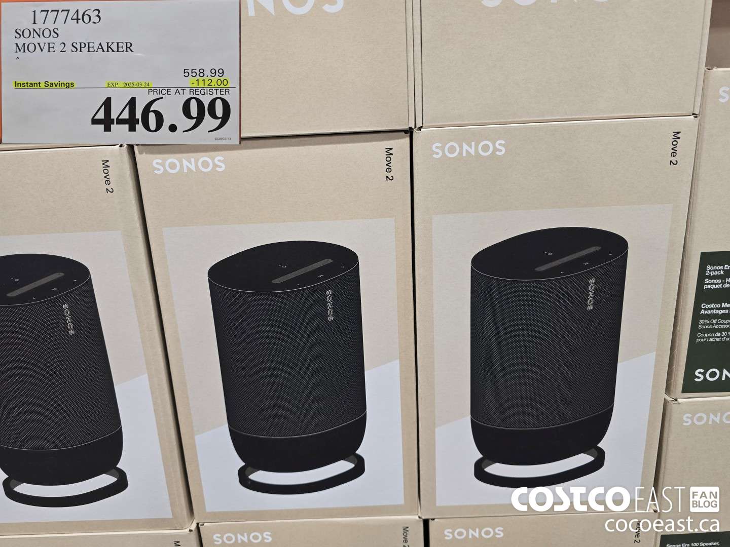 1777463 SONOS MOVE 2 SPEAKER ($112.00 INSTANT SAVINGS EXPIRES ON 2025-03-24) $446.99